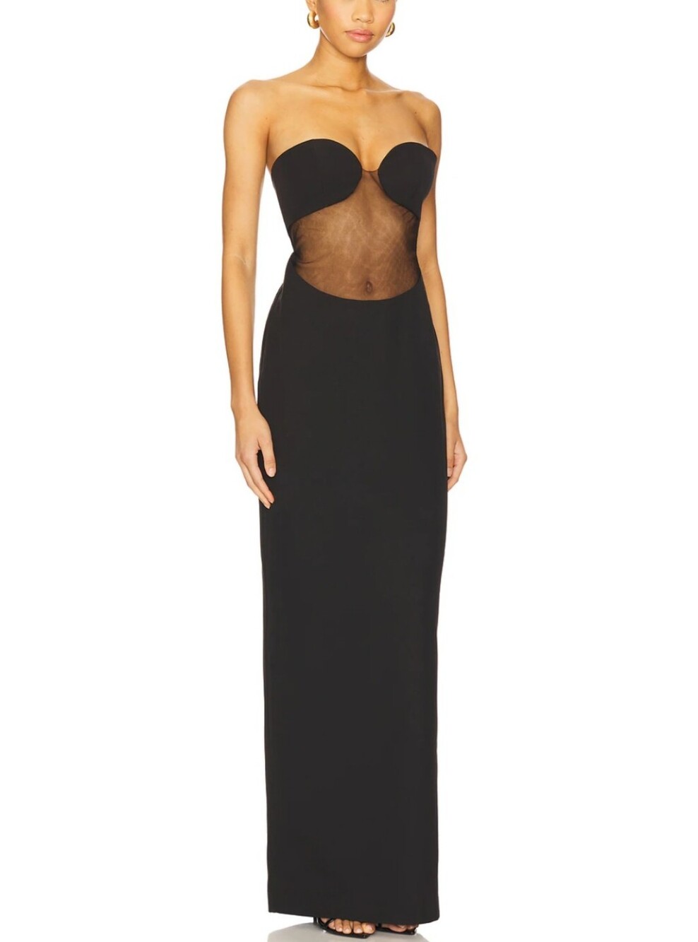 NBD sexy Strapless Black Mesh-Panel Gown size M new with tags